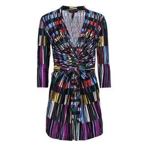 BCBG Max Azria - Multicolored Striped Surplice Wrap Dress Sz XS